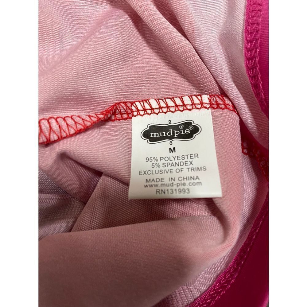 Mud Pie Red & Pink Stripe 3/4 Sleeve Crew Neck Dress Size Medium NWOT - Picture 7 of 8